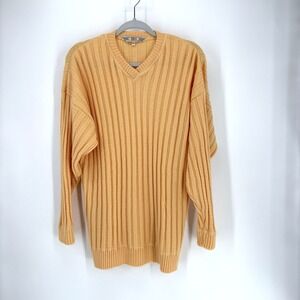 Vintage Retro T & Ski New Zealand Ribbed Sweater Womens XL Butter Yellow